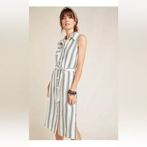 Anthropologie Maeve Esther Striped Shirtdress Black And Cream Size 4